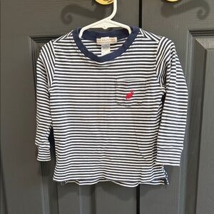 The Beaufort Bonnet Company Navy & White Striped Long-Sleeve Tee with Red Whale